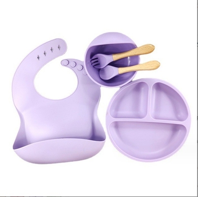 Ensemble d'alimentation de bébé en silicone de type vaisselle de dîner sans BPA avec cuillère à bouteille et biberon