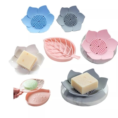 Porteur de savon de salle de bain moderne avec conception de fleurs à double couche et plateau en silicone antidérapant
