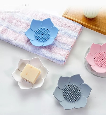Porteur de savon de salle de bain moderne avec conception de fleurs à double couche et plateau en silicone antidérapant
