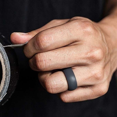 Moulure d'une bague de mariage en silicone pour homme 8,7 mm large bande de caoutchouc 2,5 mm épaisse