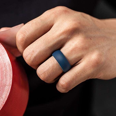 Moulure d'une bague de mariage en silicone pour homme 8,7 mm large bande de caoutchouc 2,5 mm épaisse