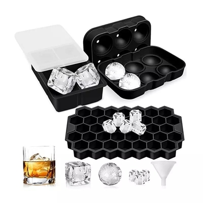 Moule à billes de glace rondes à 6 trous avec plateau de glace carré à nid de miel et plateau de glace à diamants