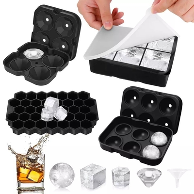 Moule à billes de glace rondes à 6 trous avec plateau de glace carré à nid de miel et plateau de glace à diamants