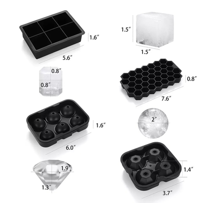 Moule à billes de glace rondes à 6 trous avec plateau de glace carré à nid de miel et plateau de glace à diamants
