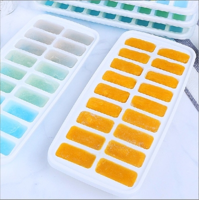 18 Cavité Eco-friendly Silicone Cube de glace plateau moule avec couvercle amovible Matériau durable