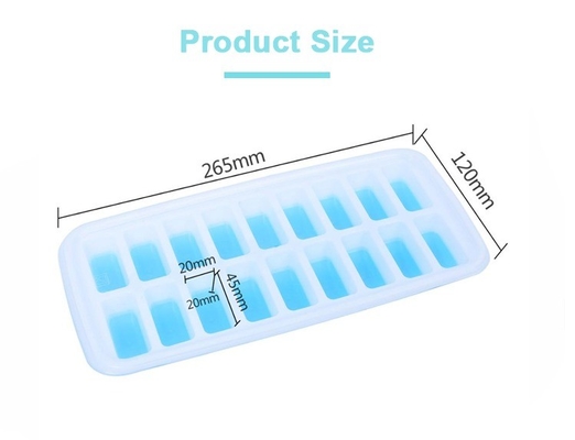 18 Cavité Eco-friendly Silicone Cube de glace plateau moule avec couvercle amovible Matériau durable