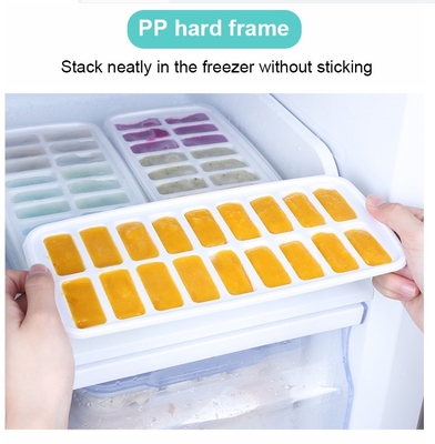 18 Cavité Eco-friendly Silicone Cube de glace plateau moule avec couvercle amovible Matériau durable