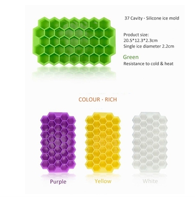 Fabricants de crème glacée durable Plier chaud 37-cavité Honeycomb silicone plateau de glace avec couvercle