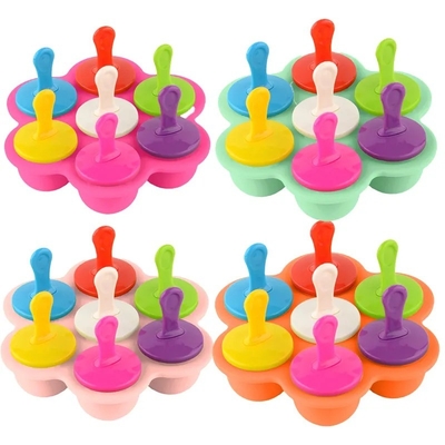 Classification alimentaire Mousse de glace en silicone 7 trous Popsicle DIY Box de crème glacée Mold Popsicle en silicone