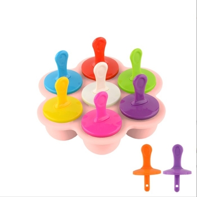 Classification alimentaire Mousse de glace en silicone 7 trous Popsicle DIY Box de crème glacée Mold Popsicle en silicone