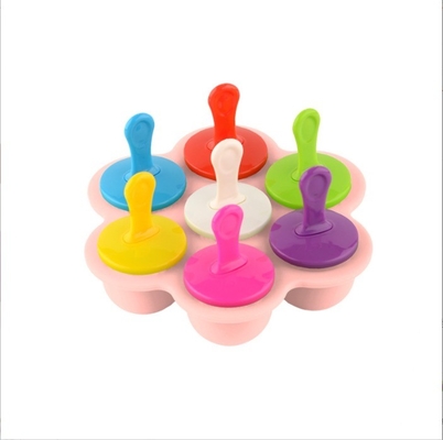 Classification alimentaire Mousse de glace en silicone 7 trous Popsicle DIY Box de crème glacée Mold Popsicle en silicone
