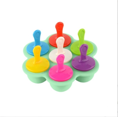 Classification alimentaire Mousse de glace en silicone 7 trous Popsicle DIY Box de crème glacée Mold Popsicle en silicone