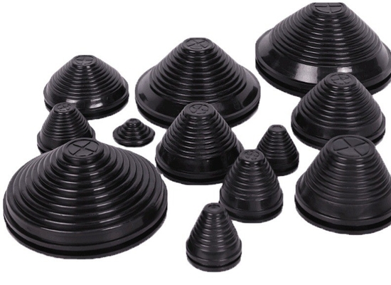 Grommets en caoutchouc conique en silicone EPDM NR NBR Noir