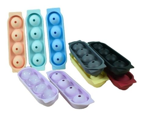 Tâche à glaçons en silicone moules cristallins clairs 4 cavité Portable Boule ronde sphère fabricant