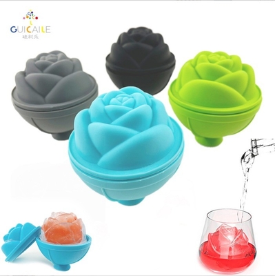Outils de crème glacée en forme de fleur de rose Molde de silicone Boîte de glace Boule de glace Face de silicone Roller de glace