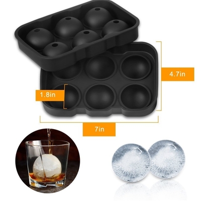 Fabricants de crème glacée stockés 6 cavité de qualité alimentaire Silicone Ice Cube Boule plateau moule avec couvercle