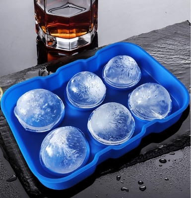 Fabricants de crème glacée stockés 6 cavité de qualité alimentaire Silicone Ice Cube Boule plateau moule avec couvercle