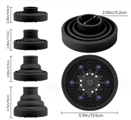 Diffuseur de cheveux bouclés pliable avec matériau en silicone et service de moulage