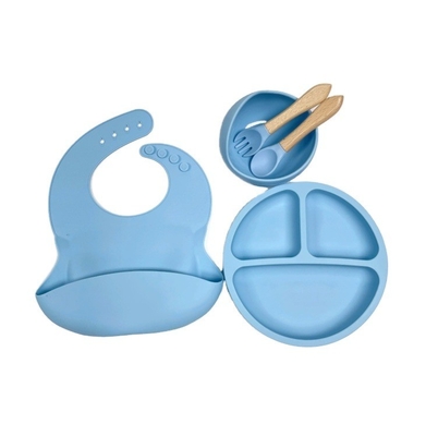 Ensemble d'alimentation de bébé en silicone de type vaisselle de dîner sans BPA avec cuillère à bouteille et biberon
