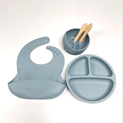 Ensemble d'alimentation de bébé en silicone de type vaisselle de dîner sans BPA avec cuillère à bouteille et biberon