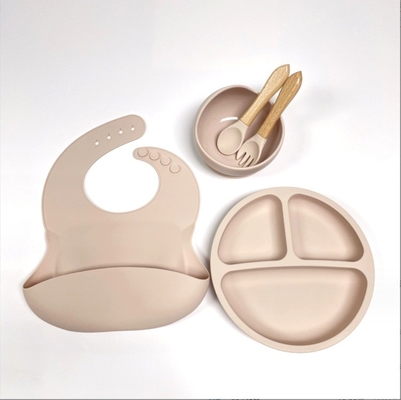 Ensemble d'alimentation de bébé en silicone de type vaisselle de dîner sans BPA avec cuillère à bouteille et biberon