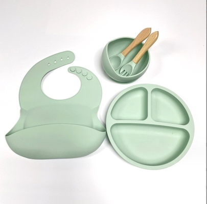 Ensemble d'alimentation de bébé en silicone de type vaisselle de dîner sans BPA avec cuillère à bouteille et biberon