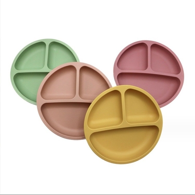 Ensemble d'alimentation en silicone 3 zones Matériau de qualité alimentaire Plaque de bol pour bébé avec aspiration divisée