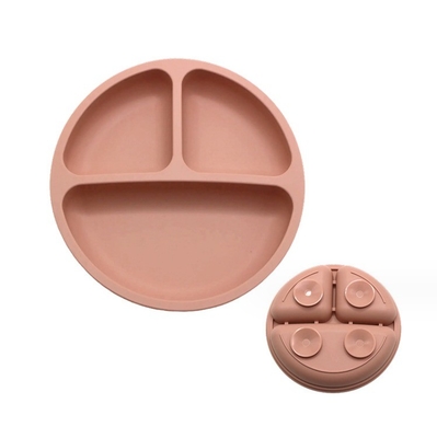 Ensemble d'alimentation en silicone 3 zones Matériau de qualité alimentaire Plaque de bol pour bébé avec aspiration divisée
