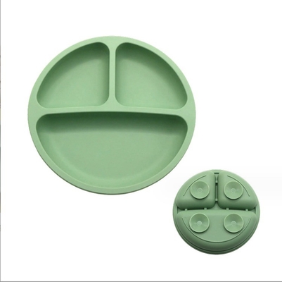 Ensemble d'alimentation en silicone 3 zones Matériau de qualité alimentaire Plaque de bol pour bébé avec aspiration divisée
