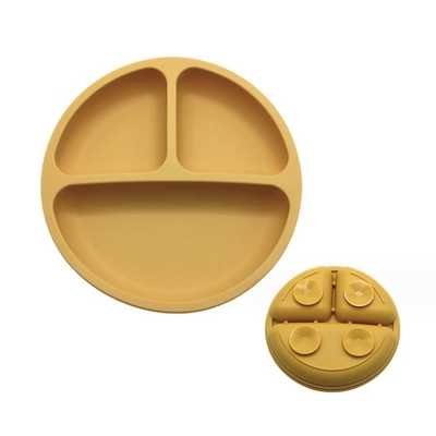 Ensemble d'alimentation en silicone 3 zones Matériau de qualité alimentaire Plaque de bol pour bébé avec aspiration divisée