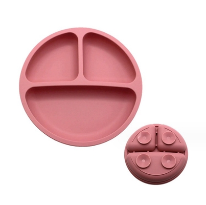 Ensemble d'alimentation en silicone 3 zones Matériau de qualité alimentaire Plaque de bol pour bébé avec aspiration divisée