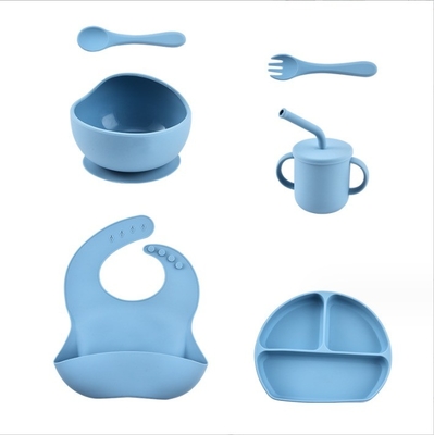 Enfants Plate à manger Vaisselle à table Suction Coupe d'alimentation Ensemble de fourchette de bol en silicone de qualité alimentaire