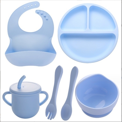 Aucun Design Style Série d'alimentation en silicone pour dîner complet Plate Bowl Cup Cuillère fourchette Spork pour les bébés