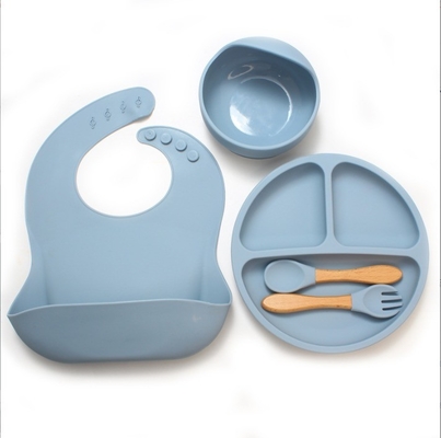Aucun Design Style Appareils de table en silicone pour bébé 5 pièces BPA Free Feeding Set Cuillère