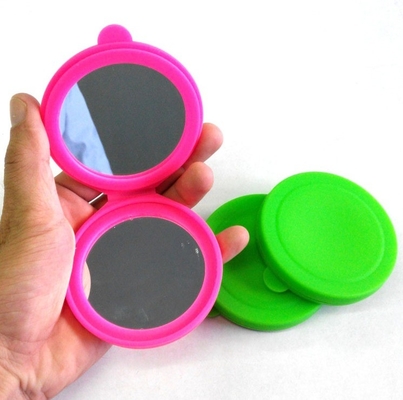 Logo personnalisé Double côté Silicone verre miroir de poche pour cadeau de maquillage de style moderne