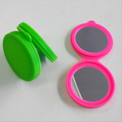 Rétroviseur de poche en silicone verre rond maquillage en silicone miroir compact pour portable nous