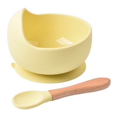 Cuvette d'alimentation pour bébé en silicone imperméable aux déversements avec cuillère et cuillère de qualité alimentaire