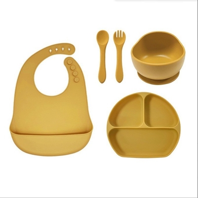 Série d'alimentation pour bébé en silicone 5pcs Meilleur étanche à l'eau Sécurité facile à nettoyer bol avec cuillère à biberon
