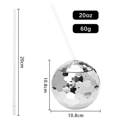 600 ml de tasses à billes de disco uniques électroplatées Flash sphériques à double paroi