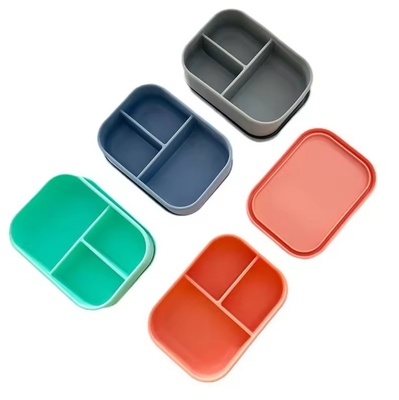 Récipient alimentaire et rangement de cuisine 3 compartiments Boîte de déjeuner en silicone Bento pour enfants