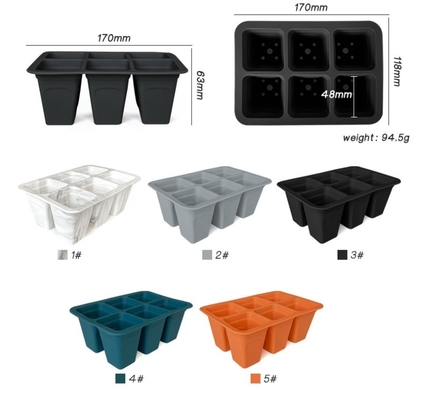 6 cellules plateau de pépinière en silicone plastique carrés pots de fleurs planteurs pour la finition du jardin