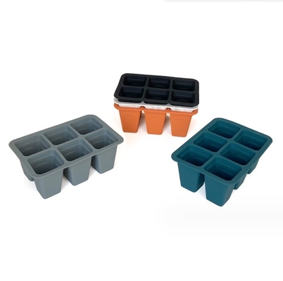 6 cellules plateau de pépinière en silicone plastique carrés pots de fleurs planteurs pour la finition du jardin